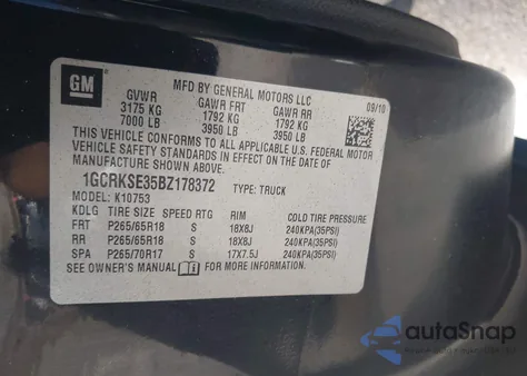 2011 Chevrolet Silverado 1500 Lt from USA, damaged, VIN 1GCRKSE35BZ178372